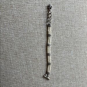 Elegant Silver and Cream Beaded Bracelet